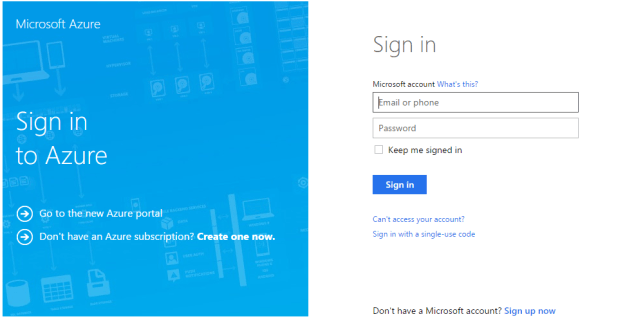 Azure Sign in page